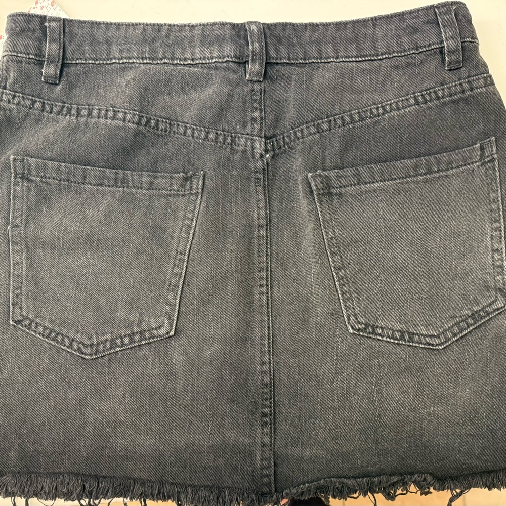 Free People Black Denim Skirt